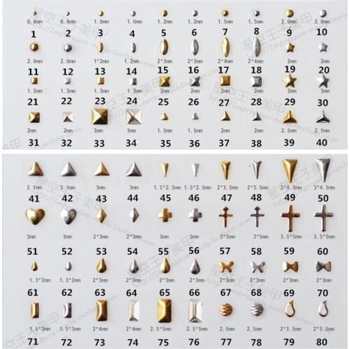 2015 Japan New 1000pcs/bag Nail Art Decoration Mini Rivet Square Triangle Drop Heart Cross Mental Nail Polish Sticker Nail Tools
