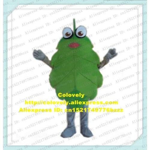 Original Green Leaf Foliage Leafage Mascot Costume Adult Size With Bright Clear Big Brown Eyes Red Sexy Mouth No.7176 Free Ship