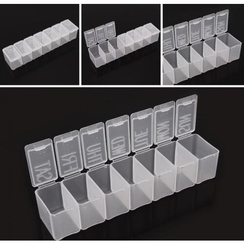 Portable 7Day Braille Transparent Tablet Pill Capsule Vitamin Organizer Container Storage Box