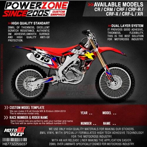 PowerZone Custom Team Graphics Backgrounds Decals 3M Stickers Kit For HONDA CRF250R 2010-2013 CRF450R 2009-2012 037