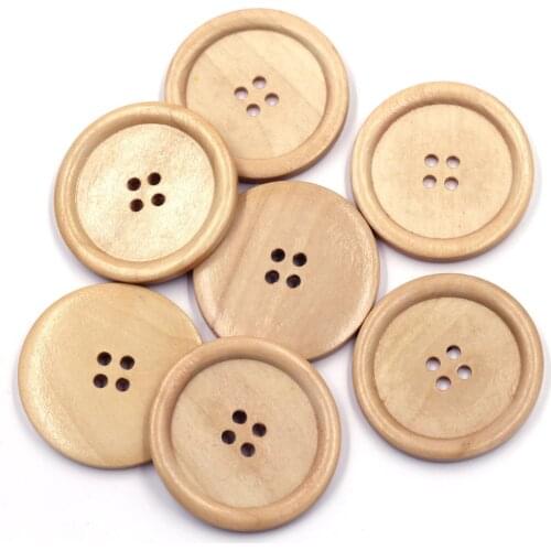 5PCS Round Light Brown Wood Sewing Buttons 50mm 4 Holes Overcoat Sweater Windbreaker Clothes Needlework Crafts Accessories