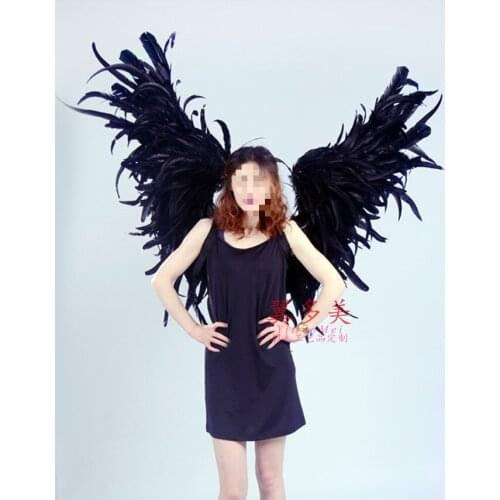 Luxury Black Feather Angel Wings Murals Wall Decoration Prop costume Adult Model Walk Show Cos Party Wing Shooting Props