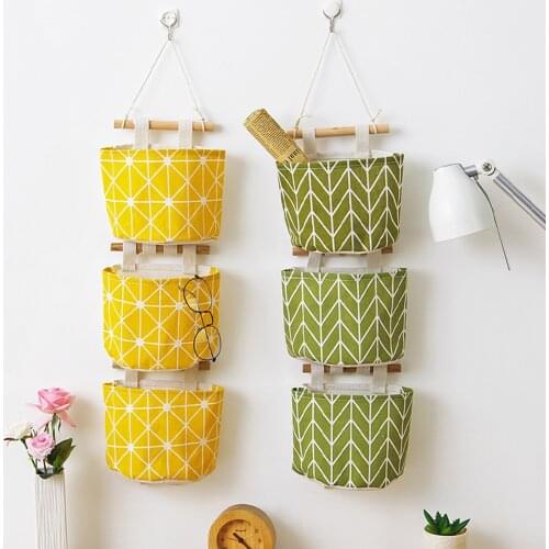 Sundries Bag Travel Storage Cotton Linen Waterproof Wall Hanging Type Multi Function Organizer Bedroom Living Room Supplies