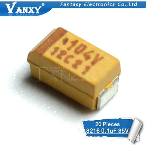 20pcs A 3216 0.1uF 100nF 35V 104V SMD tantalum capacitor