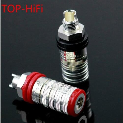 TOP-HiFi 4pcs CMC 838S-AG Silver Plated Speaker Terminal Binding Post Amplifier CD DVD Player Speaker Teriminal Jack Plug