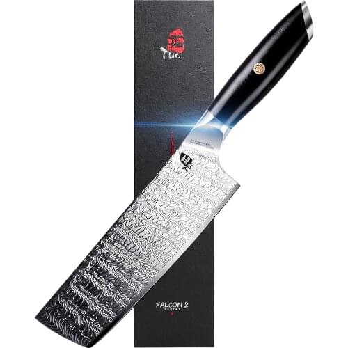 TUO Nakiri Knife 6.5 inch - Vegetable Cleaver Knife Asian Usaba Knife AUS-8 Japanese Steel with G10 Handle - FALCON S SERIES