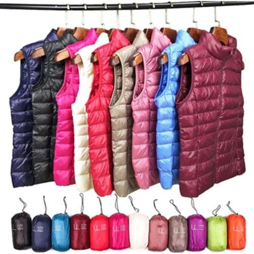 Ultra Thin Down Jacket Light Warm Waistcoat Female Sleeveless Cropped Puffer Jacket Vest Lining Woman Winter Coat Spring 2021
