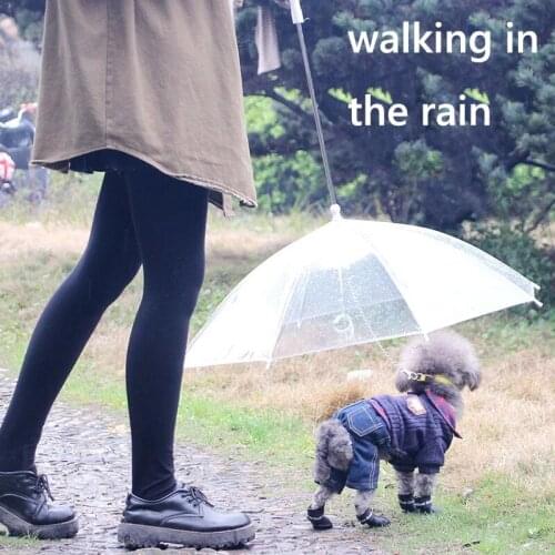 Dog Walking Waterproof Clear Cover Built-in Leash Rain Sleet Snow Pet Umbrella Pet Products