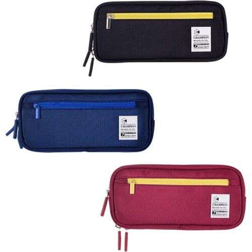 High-end Canvas Pencil Case Large Capacity Pen Case Double-layer Cute Pencil Cases Gifts For Children Stationery Box Big Pen Bag