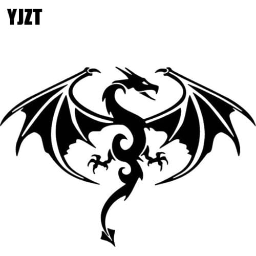 YJZT 17.6CM*12.3CM Mythological Animal Dragon Car Trunk Decorate Vinyl Decal Car Sticker Black/Silver C4-2369