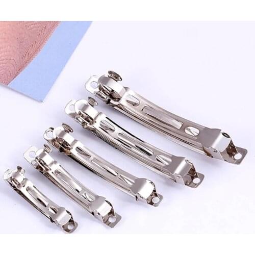 10pcs 40-100mm Rhodium Spring Hair Clips Automatic Clip Blank Width Setting Bow Hair clips for DIY Headwear Jewelry Accessories