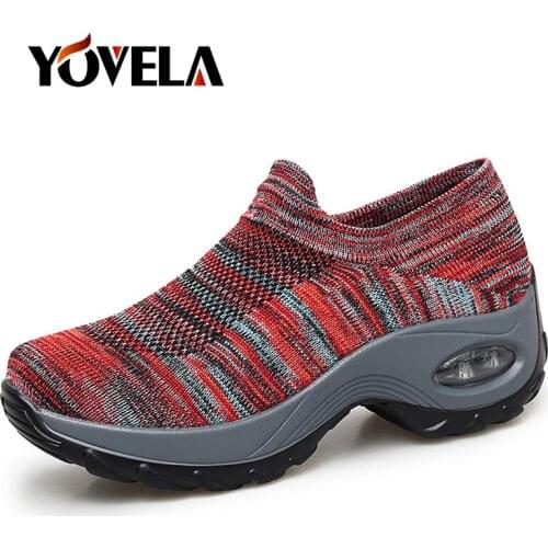 Fashion Women flats Sneakers Breathable Mesh Casual Shoes High Quality Woman Slip-on Comfortable Air Cushion Ladies Shoes size42