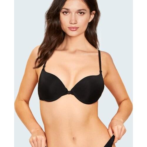 Push Up Front Closure Bras for Women 3/4 Cup Tops Solid Black Lingerie Adjustable Strap Underwire Sexy Bra Underwear Women