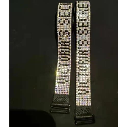 Womens diamond bra strap underwear accessories strap blingbling inlaid alphabet masonry strap shoulder strap 1.8*35cm