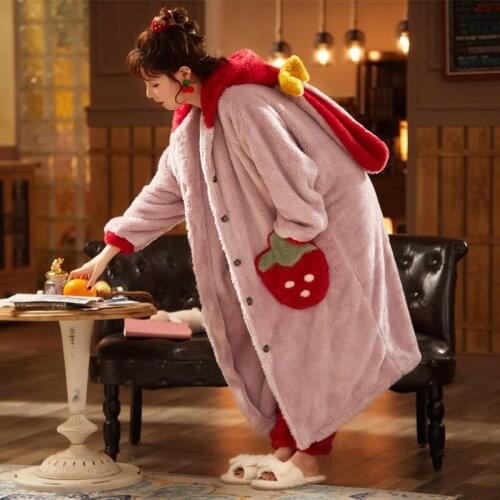 Winter Pyjamas Women Sleepwear Intensification Nighty Loose Version Medium Style Hooded Pajamas Plus Size XXL Plush Pajama set