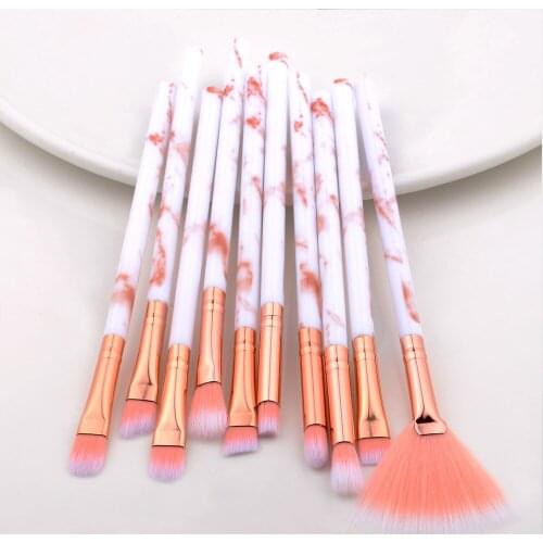 10Pcs/Set Marbling Makeup Brushes Kit Flame Pattern Foundation Brush Set Eye Shadow Beauty Make Up Brush Cosmetic Tools T0583