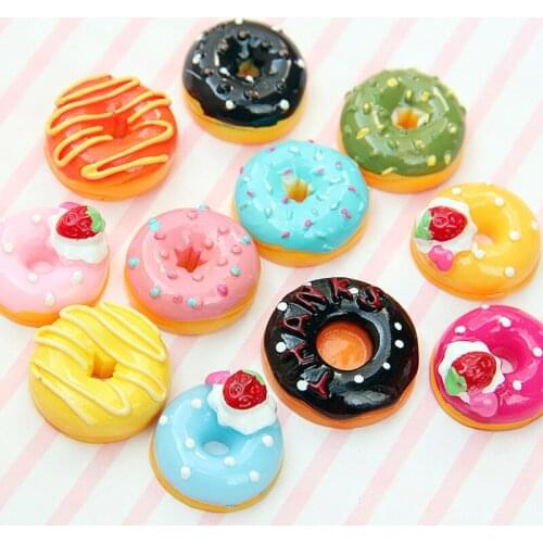 10Pcs/Set Cute Mini Candy Donut Doll Food Pretend Play Dollhouse Accessories Miniature Home Craft Decor Cake Kids Kitchen Toys