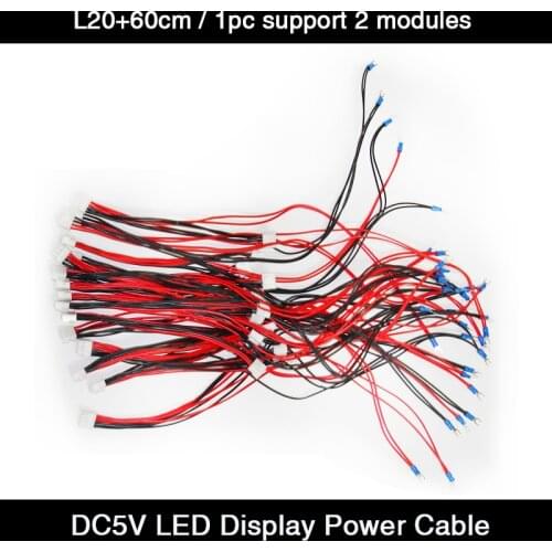 10Pcs/Lot 1 to 2 DC5V 4Pin Copper for Indoor Modules Power Wire Full Color LED Display Screen Accessories Length 20+60cm