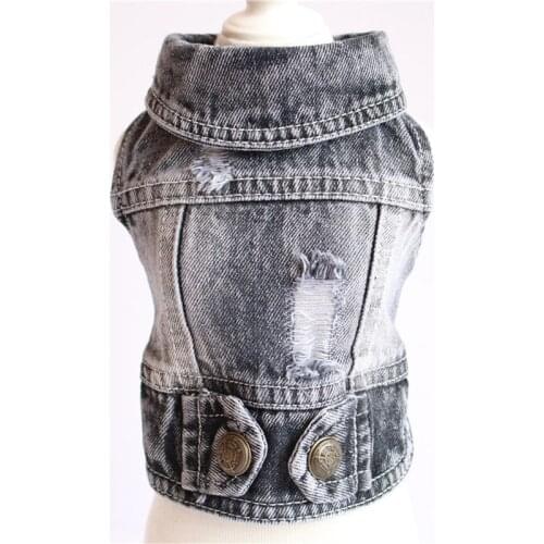2020 Fashion Cowboy Dog Vest Denim Dog Clothes Jacket Clothing for Dogs Casual Jeans for Dachshund Bichon Shih Tzu Pitbull