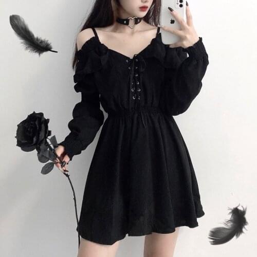 2021 Off Shoulder Long Sleeve Sexy Dress Women V-Neck Black Summer Dress Party Plus Size Ladies Party Dresses Spring Robe 13434