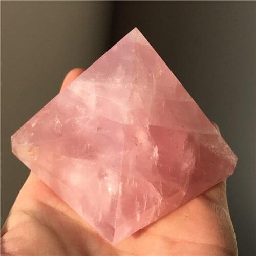 268g natural rose crystal pyramid Healing pink powder quartz obelisk point Healing lucky Mascot