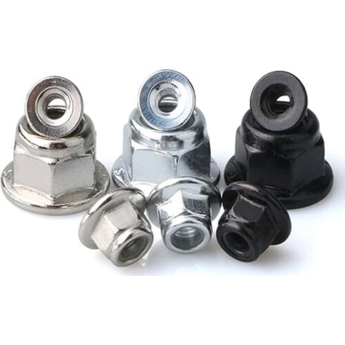 5-20pcs M3 M4 M5 M6 M8 Black Carbon 304 A2-70 Stainless Steel Hex Flange Nylon Insert Lock Nut Self-locking Nylock Locknut
