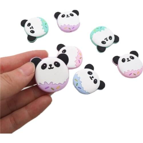 Chengkai 50PCS Silicone Panda Beads DIY Baby Cute Animal Teething Oral Care Pendant Shower Teether Sensory Jewelry Toy Gift