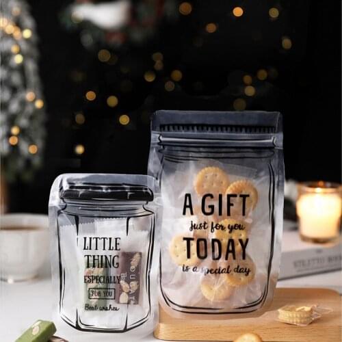 50pcs Mason Jar Zipper Bags Grocery Candy Food Gift Bags Portable Cookies Bags Kitchen Food Snacks Sealed