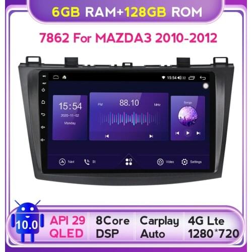 6G + 128G QLED For Mazda 3 II 2 For Mazda3 BL 2009 - 2013 Car Radio Multimedia Video Player Navigation GPS Android No 2din 2 din