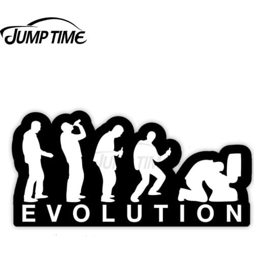 Jump Time 13cm x 8cm Car Sticker Evolution Of Drinking Decals Personality Bulding Door Window Laptop Waterproof Vinyl Car Decor