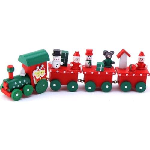 Toy wooden train for children Christmas wooden train Christmas decoration handicraft toy train