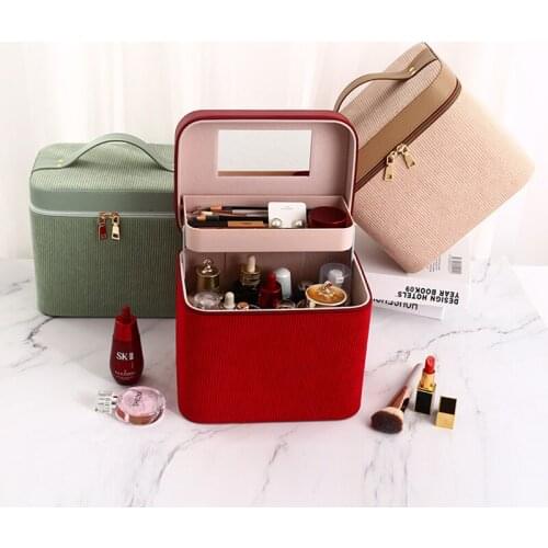 Korean-Style Cosmetic Case Makeup Bag Travel Storage Suitcase Single Open Cosmetic Case with Makeup Box Custom Wholesale