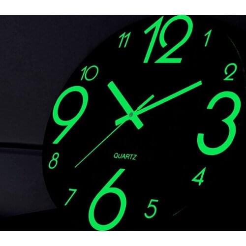 Creative Night Light Silent Wall Clock Wood Luminous Modern Clocks Wall Home Decor Living Room Bedroom Reloj Mural Pared Gift