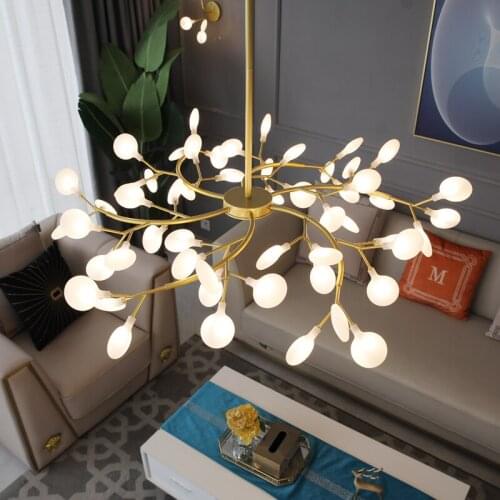 Nordic design firefly chandelier for girl bedroom flower hanging lamp for living room white/smoke gray/clear acrylic lighting