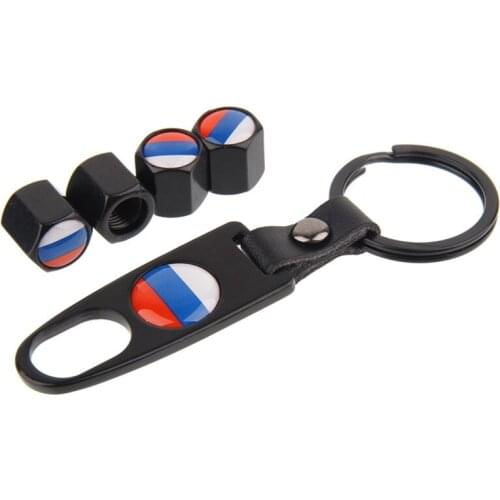 Metal Keyring For Toyota Accessories Car Wheel Tire Valve Caps Russian Flag Badge 4Pcs Tyre Air Valve Dust Proof Stem Caps Cover