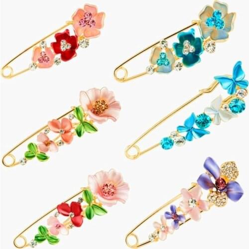 Fashion shawl flower brooch diamond oil drop lily tulip butterfly big pin safety pin coat dress anti-glare silk scarf buckle
