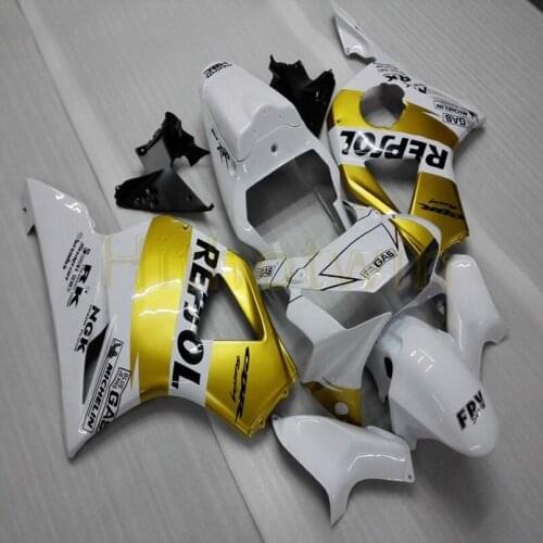 Injection molding motorcycle cowl for CBR 954RR 2002 2003 CBR954 RR 2002 2003 ABS Plastic Fairings Botls gold white bodywork M2