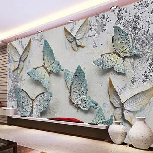 Custom Mural Wallpaper Modern 3D Relief Butterfly Background Wall Paper For Walls Living Room TV Sofa Home Decor Papel De Parede