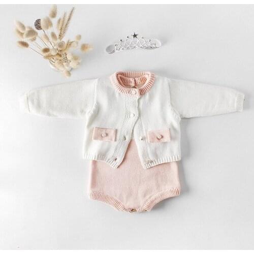 Autumn New Baby Girls Knit Romper Cardigan Optional