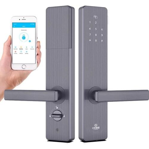 Password Smart Apartment Lock App Cotrol Doorlock Bluetooth Wifi Gateway Doorlock Passcode IC Card Home Locks Gray D9 2019 NEW