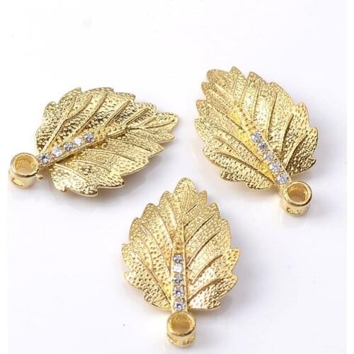 10Pcs 13*21mm Copper Setting Rhinestone Leaf Charms DIY Findings Charms Handmade Jewelry Making