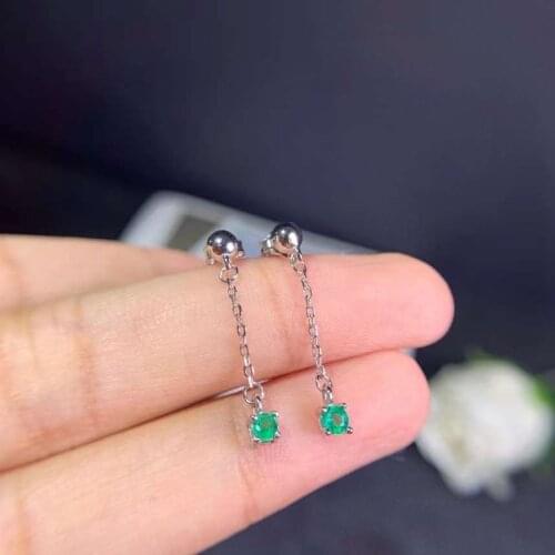 Simple and delicate, precious gemstone Natural emerald earrings, Colombian emeralds, professional natural gem shop, 925 silver