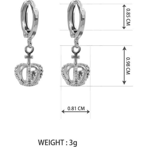 Simple brief small little full zircon cute crown tiny hoop earrings for women copper girls gifts fce076
