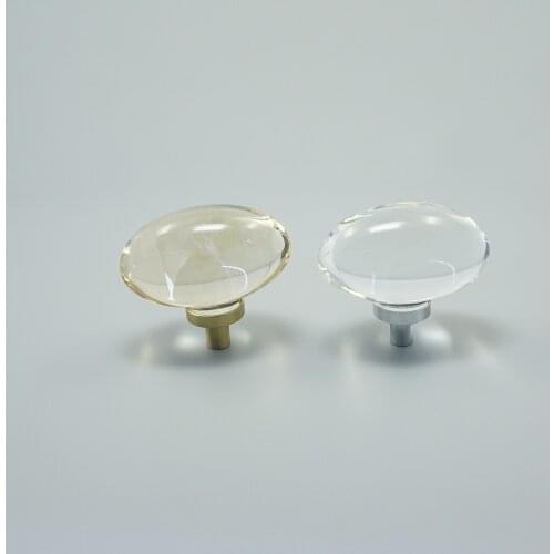 Transparent Crystal Furniture Hardware Handle Oval Kitchen Cabinet Knobs Wardrobe Closet Door Pulls and Handles Cupboard Pull