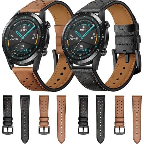 Sports Genuine Leather Strap for HUAWEI WATCH GT 2 Pr 46mm 42mm Band Belt Bracelet for HONOR Magic ES 20mm 22mm Wrist Watchband