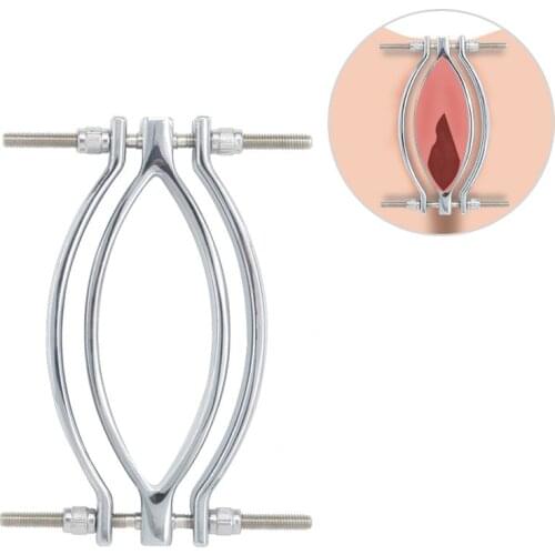 Adult Game New Metal Labia Clip Clitors Stimulator Dilator Vibrator BDSM Bondage Pussy Spreader Stimulator Sex Toys For Women