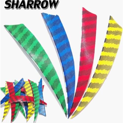 50/100pcs Archery 5inch 4 Colors Shield Arrow Feather Stripe Colorful Turkey Feather Hunting Shooting Accessories
