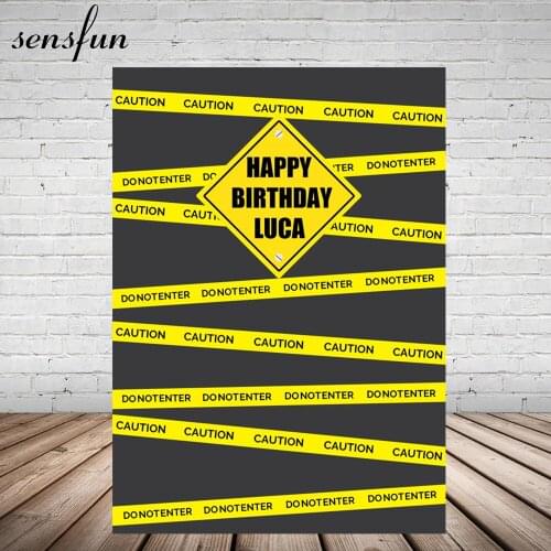 Construction Party Backdrop For Boys Birthday Custom Yellow Black Backgrounds For Photo Studio Photocall 5x7FT Vinyl