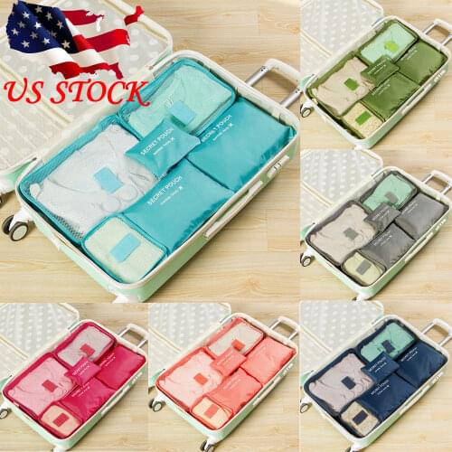 6pcs 2019 Hot Fashion Style Travel Clothes Storage Waterproof Bags Luggage Solid Portable Organizer Pouch Packing Cube