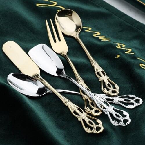 Creative Stainless Steel Coffee Spoon Teaspoon Frult Snack Scoop Ice Cream Mini Spoons Tableware Dessert Cake Fork Dropshipping